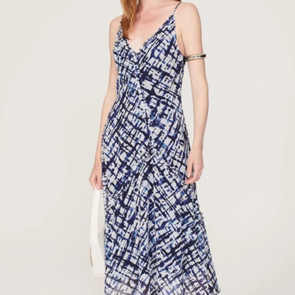Jason Wu x RTR Sheer Midi Dress Size 2 Blue White Chiffon Cute!